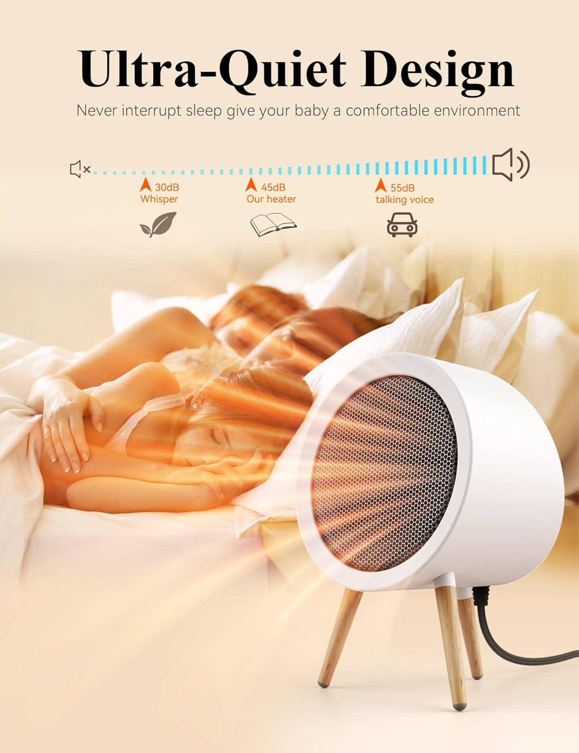 imageGaiatop Portable Space Heater for Indoor Use 1000W600W Small Electric Desk Heater for Bedroom or Office 2s PTC Ceramic Heating Overheat ampamp TipOver Protection Cute Gifts for Women Men CoworkersWhite