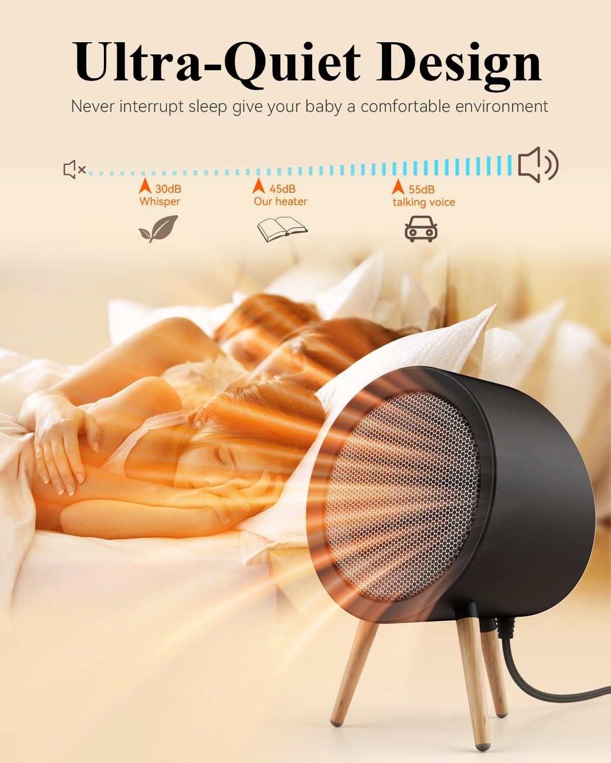 imageGaiatop Portable Space Heater for Indoor Use 1000W600W Small Electric Desk Heater for Bedroom or Office 2s PTC Ceramic Heating Overheat ampamp TipOver Protection Cute Gifts for Women Men CoworkersBlack