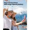 imageGAIATOP Portable Handheld Fan 3 IN 1 Mini Foldable Travel Fans 17H Max Cooling Time with Power Bank Pocket Design USB Rechargeable for Travel Concert Lash Makeup Summer Gifts for Women Girl WhiteRose