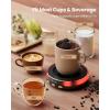 imageGaiatop Coffee Mug Warmer for Desk 3 Temp Settings 29Hrs Timer 3 Colorful Romantic Atmosphere Light Modes Beverage Heating Plate with Digital Display for Candle Tea Milk WoodBlack
