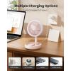 imageGaiatop Foldable Small Desk Fan 6000mAh Battery Powered Portable Fan with LED Night Light USB Rechargeable Bedroom Office Dorm Travel Camping Essentials Summer Gifts for Women Men Teens BlackPink