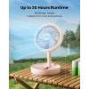 imageGaiatop Foldable Small Desk Fan 6000mAh Battery Powered Portable Fan with LED Night Light USB Rechargeable Bedroom Office Dorm Travel Camping Essentials Summer Gifts for Women Men Teens BlackPink