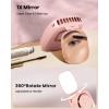 imageGaiatop Mini Neck Fan Rechargeable LED Power Display 3 Speed 360Rotate Lash Makeup Mirror Cute Camera Design Small Portable USB Handheld Desk Fans Personal Cooling Travel Essentials BlackPink