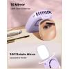 imageGaiatop Mini Neck Fan Rechargeable LED Power Display 3 Speed 360Rotate Lash Makeup Mirror Cute Camera Design Small Portable USB Handheld Desk Fans Personal Cooling Travel Essentials BlackPurple