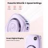 imageGaiatop Mini Neck Fan Rechargeable LED Power Display 3 Speed 360Rotate Lash Makeup Mirror Cute Camera Design Small Portable USB Handheld Desk Fans Personal Cooling Travel Essentials BlackPurple