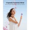imageGaiatop Mini Portable Handheld Fan 3 Speed Powerful Battery Operated Small USB Rechargeable Personal Fans for Makeup Eyelash Camping Beach Airplane Travel Essentials for Women Girls BlackPurple