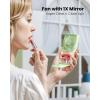 imageGaiatop Portable Handheld Fan Folding Stand for Desktop 3 Speed LED Makeup Mirror with Light Rechargeable Mini Personal Fans Small Travel Essentials Gifts for Women Girls WhiteGreen