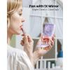 imageGaiatop Portable Handheld Fan Folding Stand for Desktop 3 Speed LED Makeup Mirror with Light Rechargeable Mini Personal Fans Small Travel Essentials Gifts for Women Girls WhitePurple