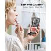imageGaiatop Portable Handheld Fan Folding Stand for Desktop 3 Speed LED Makeup Mirror with Light Rechargeable Mini Personal Fans Small Travel Essentials Gifts for Women Girls WhiteBlack