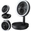 imageGaiatop Foldable Small Desk Fan 6000mAh Battery Powered Portable Fan with LED Night Light USB Rechargeable Bedroom Office Dorm Travel Camping Essentials Summer Gifts for Women Men Teens BlackBlack