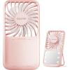 imageGaiatop Portable Handheld Fan Folding Stand for Desktop 3 Speed LED Makeup Mirror with Light Rechargeable Mini Personal Fans Small Travel Essentials Gifts for Women Girls WhitePink