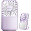 imageGaiatop Portable Handheld Fan Folding Stand for Desktop 3 Speed LED Makeup Mirror with Light Rechargeable Mini Personal Fans Small Travel Essentials Gifts for Women Girls WhitePurple