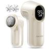 imageGaiatop Rechargeable Fabric Shaver 3Speeds Electric Lint Remover Shaver with LED Display 6 Leaf Blade Sweater Depiller for Clothes Furniture Couch Pills Fuzz Balls WhiteBeige
