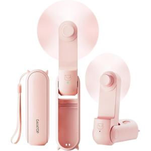 imageGAIATOP Portable Handheld Fan 3 IN 1 Mini Foldable Travel Fans 17H Max Cooling Time with Power Bank Pocket Design USB Rechargeable for Travel Concert Lash Makeup Summer Gifts for Women Girl WhitePink