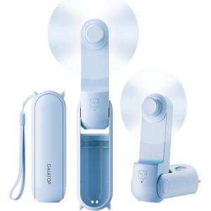 imageGAIATOP Portable Handheld Fan 3 IN 1 Mini Foldable Travel Fans 17H Max Cooling Time with Power Bank Pocket Design USB Rechargeable for Travel Concert Lash Makeup Summer Gifts for Women Girl WhiteSky Blue