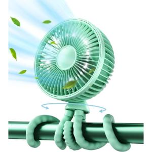 imageGaiatop Baby Stroller Fan 4000mAh Oscillating Mini Portable Fan with Light 4 Speeds Battery Operated Small Handheld Desk Fan 360 Rotate Flexible Tripod Clip On Fan for Car Seat Crib Travel PinkGreen