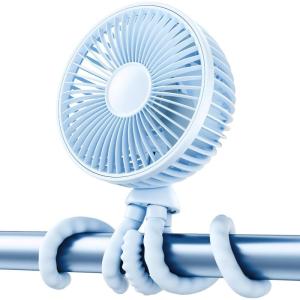 imageGaiatop Baby Stroller Fan 4000mAh Oscillating Mini Portable Fan with Light 4 Speeds Battery Operated Small Handheld Desk Fan 360 Rotate Flexible Tripod Clip On Fan for Car Seat Crib Travel PinkBlue
