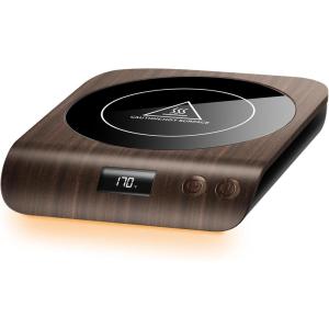 imageGaiatop Coffee Mug Warmer 3 Temperature Settings 210H Auto Shut Off and Warm Strip Indicator Lights 50W Cup Warmers Fast Heating Plate with Digital Display for Tea Milk Cocoa Candle WoodWood