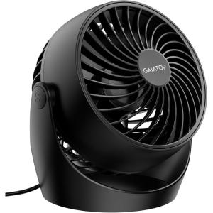 imageGaiatop Desk Fan 5Inch Portable Electric Table Desktop Air Circulator Fans Small but Powerful with 3 Speed 360 Adjustable Tilt for Cooling Home Dorm Office Bedroom Bathroom Kitchen BeigeBlack