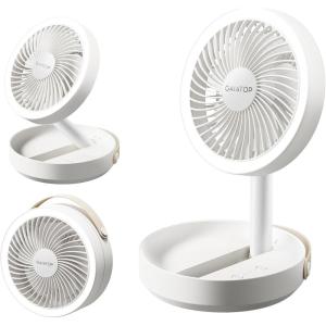 imageGaiatop Foldable Small Desk Fan 6000mAh Battery Powered Portable Fan with LED Night Light USB Rechargeable Bedroom Office Dorm Travel Camping Essentials Summer Gifts for Women Men Teens BlackWhite