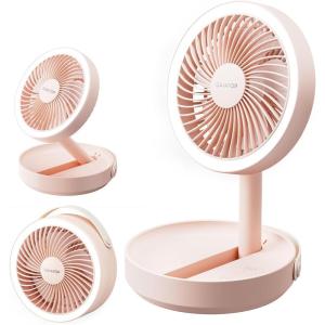 imageGaiatop Foldable Small Desk Fan 6000mAh Battery Powered Portable Fan with LED Night Light USB Rechargeable Bedroom Office Dorm Travel Camping Essentials Summer Gifts for Women Men Teens BlackPink