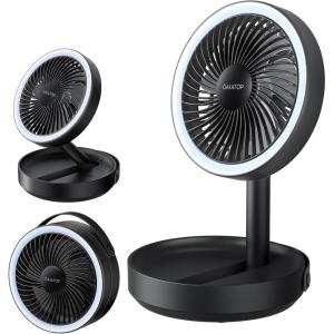 imageGaiatop Foldable Small Desk Fan 6000mAh Battery Powered Portable Fan with LED Night Light USB Rechargeable Bedroom Office Dorm Travel Camping Essentials Summer Gifts for Women Men Teens BlackBlack