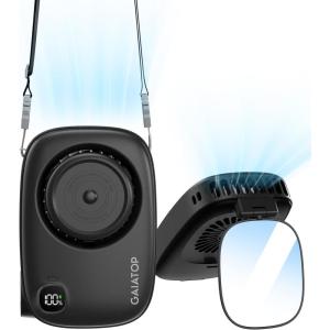 imageGaiatop Mini Neck Fan Rechargeable LED Power Display 3 Speed 360Rotate Lash Makeup Mirror Cute Camera Design Small Portable USB Handheld Desk Fans Personal Cooling Travel Essentials BlackBlack