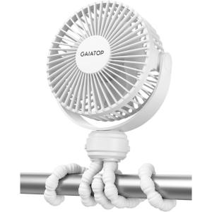 imageGaiatop Mini Portable Stroller Fan Battery Operated Small Clip on Detachable 3 Speed Rechargeable 360 Rotate Flexible Tripod Better Cooling for Car Seat Crib Treadmill Travel Bluewhite