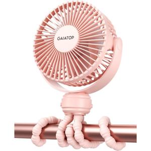 imageGaiatop Mini Portable Stroller Fan Battery Operated Small Clip on Detachable 3 Speed Rechargeable 360 Rotate Flexible Tripod Better Cooling for Car Seat Crib Treadmill Travel Bluepink