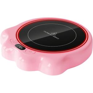 imageGaiatop Mug Warmer 50W Cute Cat Paw Cup Warmers 3 Temp Settings 210H Auto Shut Off Coffee Accessories Keep Beverage Hot for Desk and Home Use Large Heated Plate for Milk Tea Cocoa Candle BlackPink
