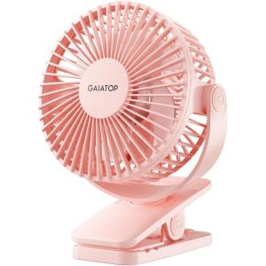 imageGaiatop Portable Clip on Fan Battery Operated Small Powerful 3 Speed Quiet 360 Rotate USB Rechargeable Mini Personal Cooling Fan for Desk Table Home Office Stroller Camping Women Gifts Black Bluepink