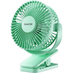 imageGaiatop Portable Clip on Fan Battery Operated Small Powerful 3 Speed Quiet 360 Rotate USB Rechargeable Mini Personal Cooling Fan for Desk Table Home Office Stroller Camping Women Gifts Black Bluegreen