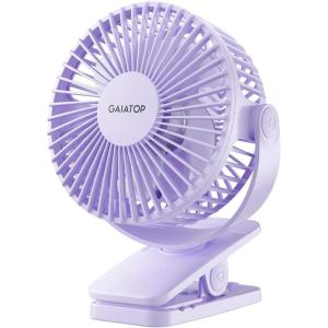 imageGaiatop Portable Clip on Fan Battery Operated Small Powerful 3 Speed Quiet 360 Rotate USB Rechargeable Mini Personal Cooling Fan for Desk Table Home Office Stroller Camping Women Gifts Black Bluelight purple