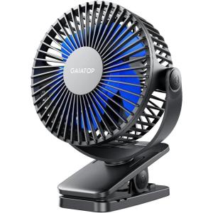 imageGaiatop Portable Clip on Fan Battery Operated Small Powerful 3 Speed Quiet 360 Rotate USB Rechargeable Mini Personal Cooling Fan for Desk Table Home Office Stroller Camping Women Gifts Black Blueblack blue