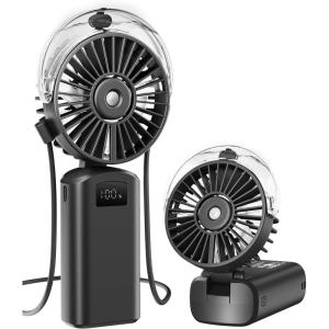 imageGaiatop Portable Misting Fan 180 Foldable Handheld 3 Speeds USB Rechargeable Spray Water Mist with LED Digital Display Personal Cooling Mini Hand Fans for Travel Concert Outdoor Navy BlueBlack
