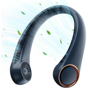imageGaiatop Portable Neck Fan Rechargeable HandsFree 360 Cooling 17hrs Runtime Battery Powered Personal Wearable Fan Quiet Summer Outdoor Travel Essentials Birthday Gifts for Women Men Teens BlackBlue