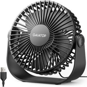 imageGaiatop USB Desk Fan 3 Speeds Strong Airflow 55 Inch Portable 90 Rotate Quiet Cooling Small Personal Table Fans for Bedroom Home Office Travel BlackBlack