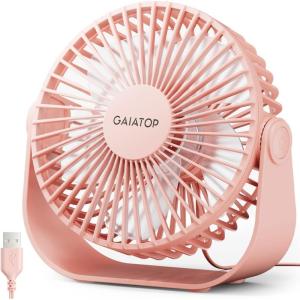 imageGaiatop USB Desk Fan 3 Speeds Strong Airflow 55 Inch Portable 90 Rotate Quiet Cooling Small Personal Table Fans for Bedroom Home Office Travel BlackPink