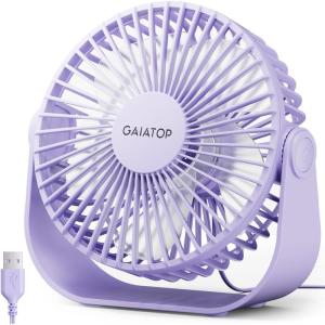 imageGaiatop USB Desk Fan 3 Speeds Strong Airflow 55 Inch Portable 90 Rotate Quiet Cooling Small Personal Table Fans for Bedroom Home Office Travel BlackPurple
