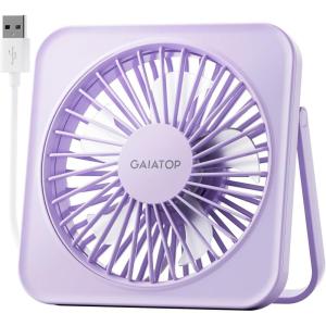 imageGaiatop USB Desk Fan 5 Inch Small Portable Table Desktop Fans with Strong Wind Ultra Quiet 3 Speeds and 180 Tilt Folding Mini Personal Cooling Essentials For Office Home Bedroom Dorm Kitchen PinkPurple