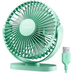 imageGaiatop USB Desk Fan 55 Inch Small Quiet Powerful 3 Speeds 90 Rotate Personal Mini Portable Desktop Table Fans Cooling for Home Office Car Travel Indoor Outdoor BlackGreen