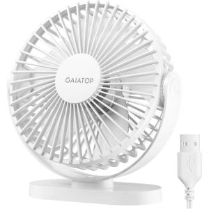 imageGaiatop USB Desk Fan 55 Inch Small Quiet Powerful 3 Speeds 90 Rotate Personal Mini Portable Desktop Table Fans Cooling for Home Office Car Travel Indoor Outdoor BlackWhite