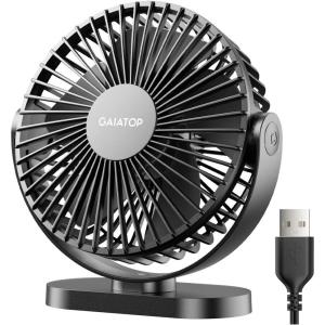 imageGaiatop USB Desk Fan 55 Inch Small Quiet Powerful 3 Speeds 90 Rotate Personal Mini Portable Desktop Table Fans Cooling for Home Office Car Travel Indoor Outdoor BlackBlack