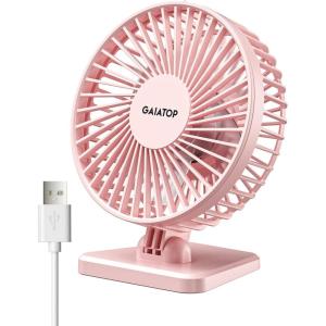 imageGaiatop USB Desk Fan Small But Powerful Personal Portable Quiet 3 Speeds Adjustable Mini Table Desktop fan for Cooling Home Office Car Summer Travel Gifts WhitePink