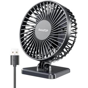 imageGaiatop USB Desk Fan Small But Powerful Personal Portable Quiet 3 Speeds Adjustable Mini Table Desktop fan for Cooling Home Office Car Summer Travel Gifts WhiteBlack