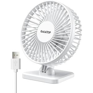 imageGaiatop USB Desk Fan Small But Powerful Personal Portable Quiet 3 Speeds Adjustable Mini Table Desktop fan for Cooling Home Office Car Summer Travel Gifts WhitePure White