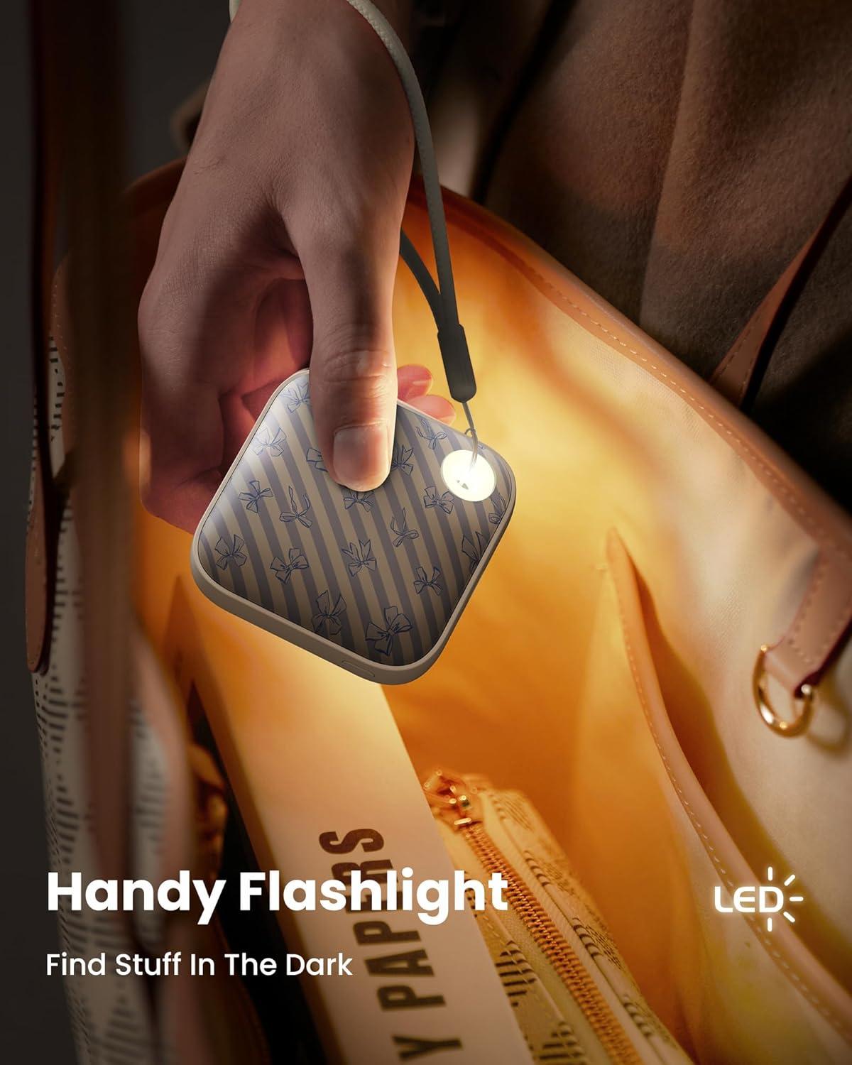 imageGaiatop Hand Warmers Rechargeable 3 Heat Settings 4000mAh DoubleSided Hot Hands with LightStrap Cute PalmSized Portable Pocket Electric Heater Reusable Outdoor Gifts for Women MenBlue Ribbon