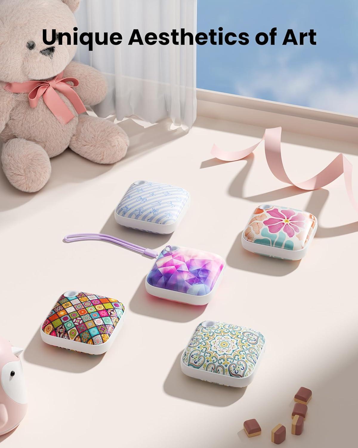 imageGaiatop Hand Warmers Rechargeable 3 Heat Settings 4000mAh DoubleSided Hot Hands with LightStrap Cute PalmSized Portable Pocket Electric Heater Reusable Outdoor Gifts for Women MenBoho Swirl