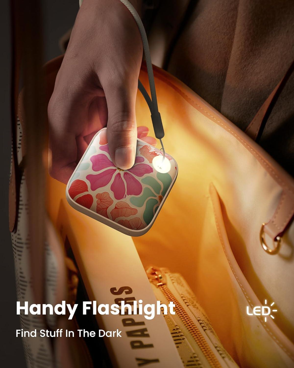 imageGaiatop Hand Warmers Rechargeable 3 Heat Settings 4000mAh DoubleSided Hot Hands with LightStrap Cute PalmSized Portable Pocket Electric Heater Reusable Outdoor Gifts for Women MenTropical Blossom