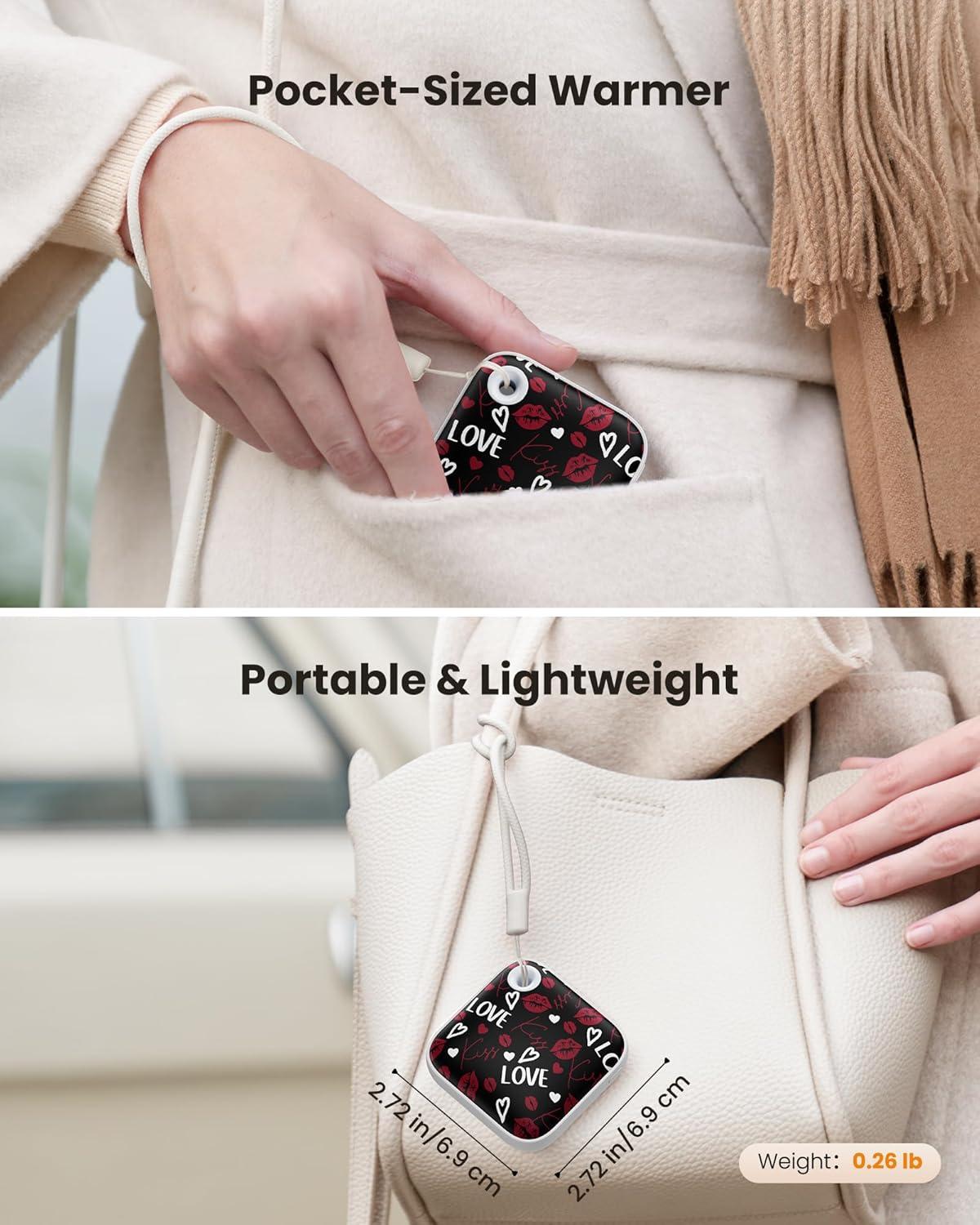 imageGaiatop Hand Warmers Rechargeable 3 Heat Settings 4000mAh DoubleSided Hot Hands with LightStrap Cute PalmSized Portable Pocket Electric Heater Reusable Outdoor Gifts for Women MenKiss Me